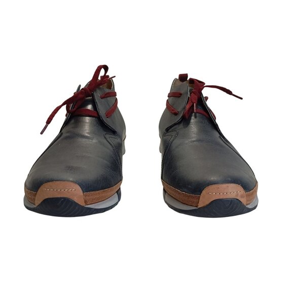 MCNDO Carnaby Shoes Black Leather Size 11 Red Laces Casual Comfort Rubber - Picture 4 of 10